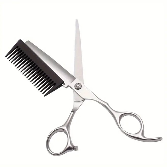 Professional Stainless Steel Hairdressing Scissors with Built-In Texturizing Comb – 6.0 Inch – Salon & Barber Precision Tool