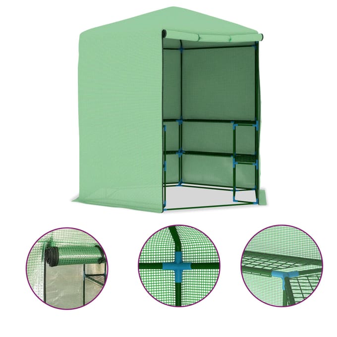 vidaXL - Tuinkas - met - schappen - 227x223 - cm - staal