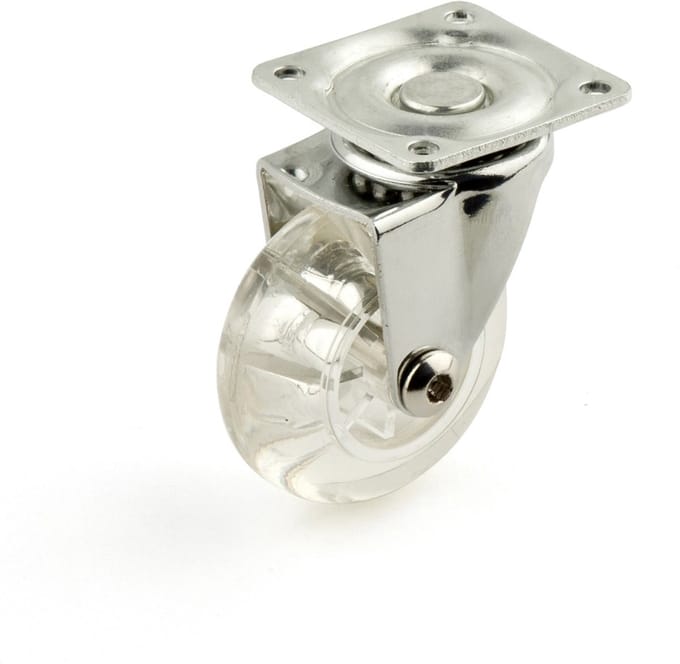 Transparant Zwenkwiel zonder rem 50mm, 40kg