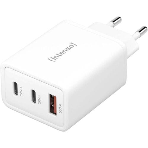 Intenso W65ACC GaN USB-oplader 65 W 1x USB-A, 2x USB-C USB PD Wit Binnen GaN, USB Power Delivery (USB-PD)
