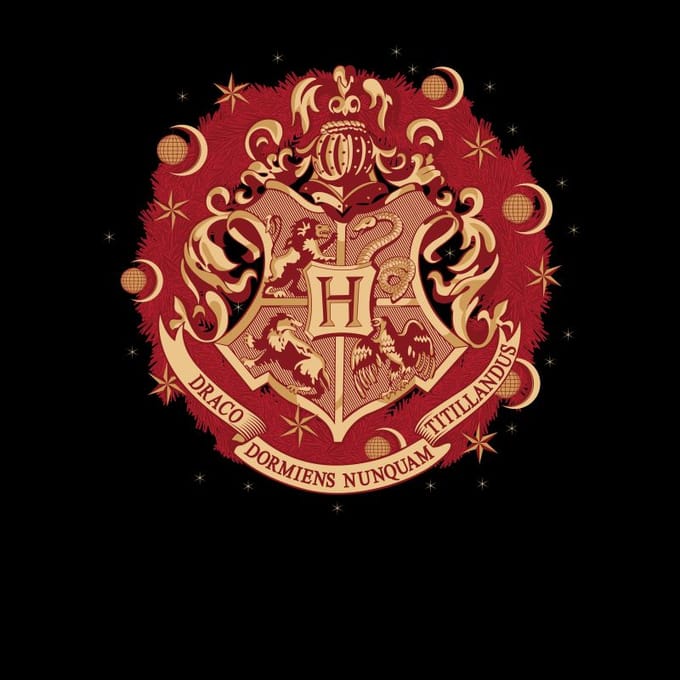 Harry Potter Hogwarts Christmas Crest t-shirt - Zwart - S