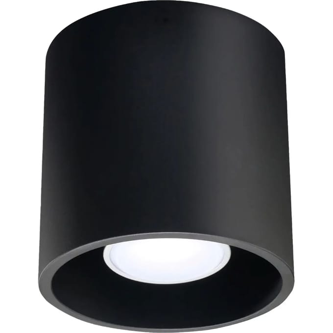 Plafondlamp ORBIS 1 compacte aluminium opbouwspot - Sollux Lighting - IP20 - Zwart aluminium behuizing - 10 x 10 x 10 cm - 1 x GU10 LED, exclusief lichtbron - Max. 10 W - Moderne plafondlamp voor gang, hal en woonkamer