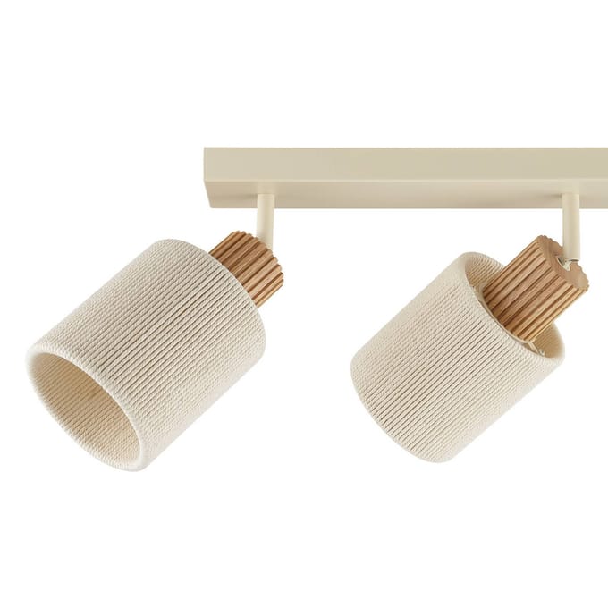 Brilliant Plafondlamp Arlo, beige, textiel, lengte 69 cm, 3-lamps