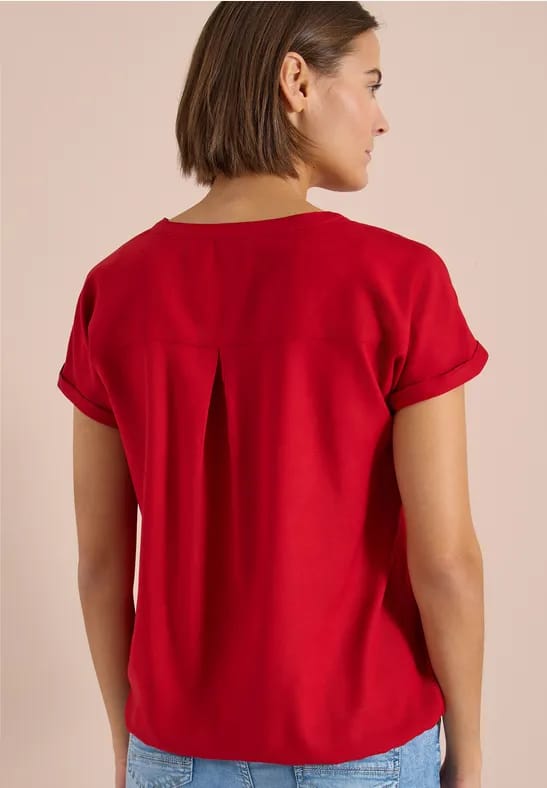 Blouse met korte mouwen en gespleten hals