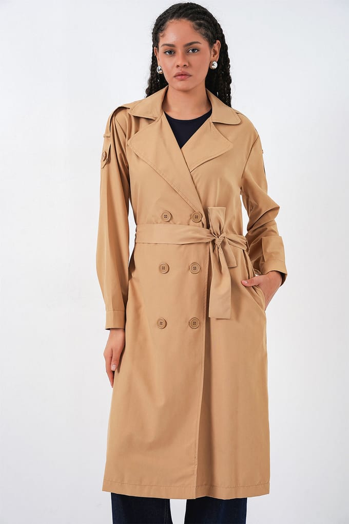 Lange Dubbel Breasted Trenchcoat