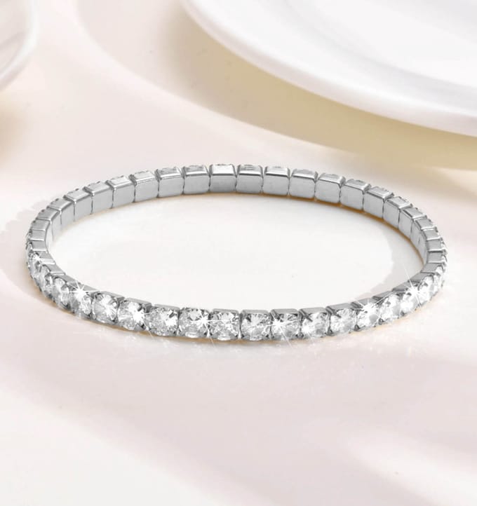 Tennis armband Stretch | Stainless Steel Zilver