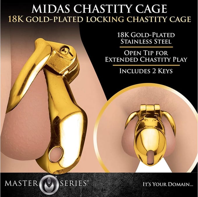 Midas Locking Chastity Cage - 18K Goud Geplateerd - Goud