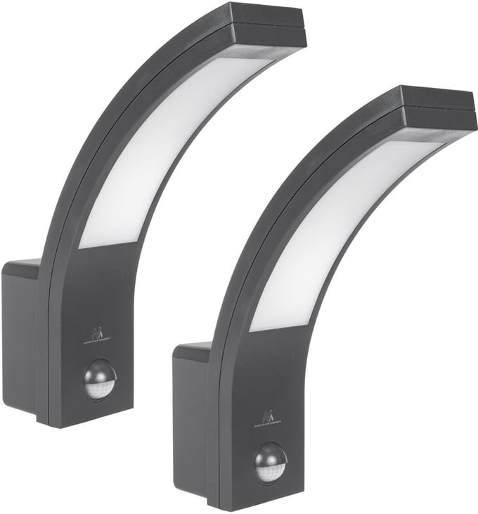 Maclean - Wandlamp set van 2 stuks - LED-lamp met infrarood bewegingssensor MCE244 GR - 750lm 10W IP54 - Grijs