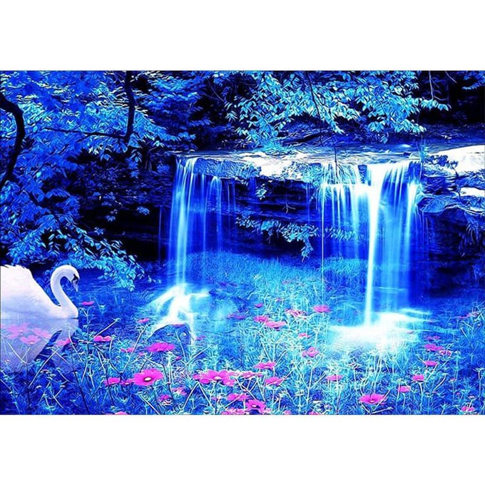 Bricolage 5D diamant peinture cascade diamant broderie point de croix 20X30CM blue