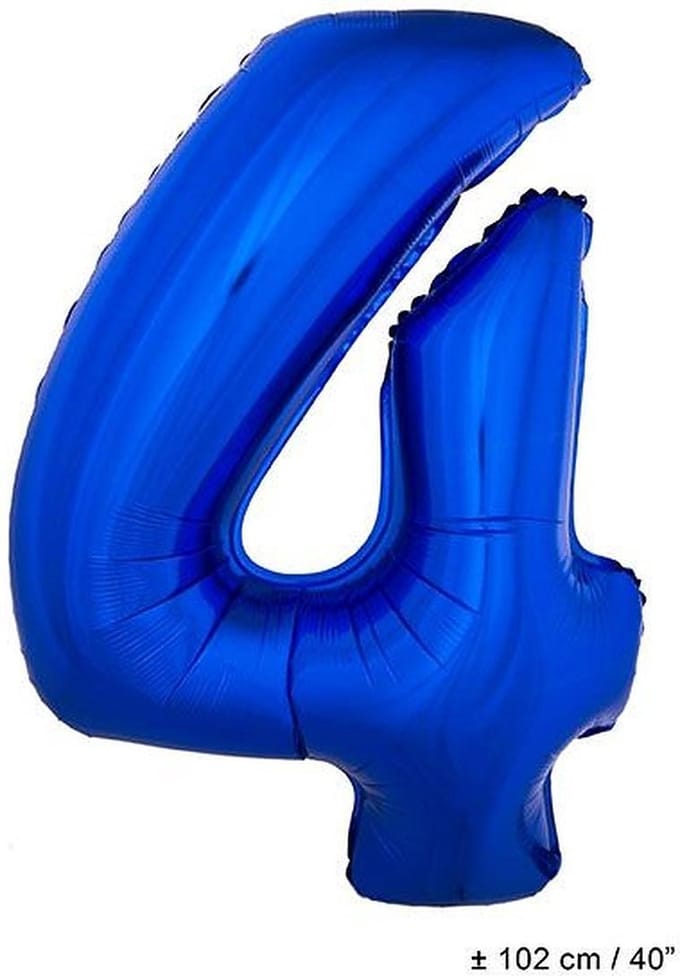 Folieballon Blauw Cijfer '4' Groot