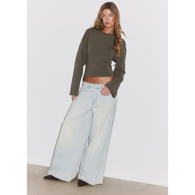 Stradivarius T-shirt met kimonomouw  Kaki L