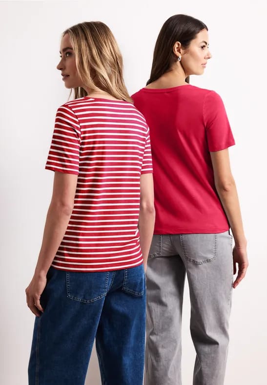 Shirt met ronde V-hals in een pak van 2