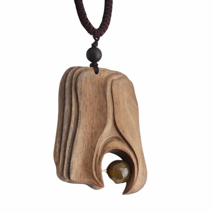 Ketting woody- Drifthout -bruin- kraal - Charme Bijoux