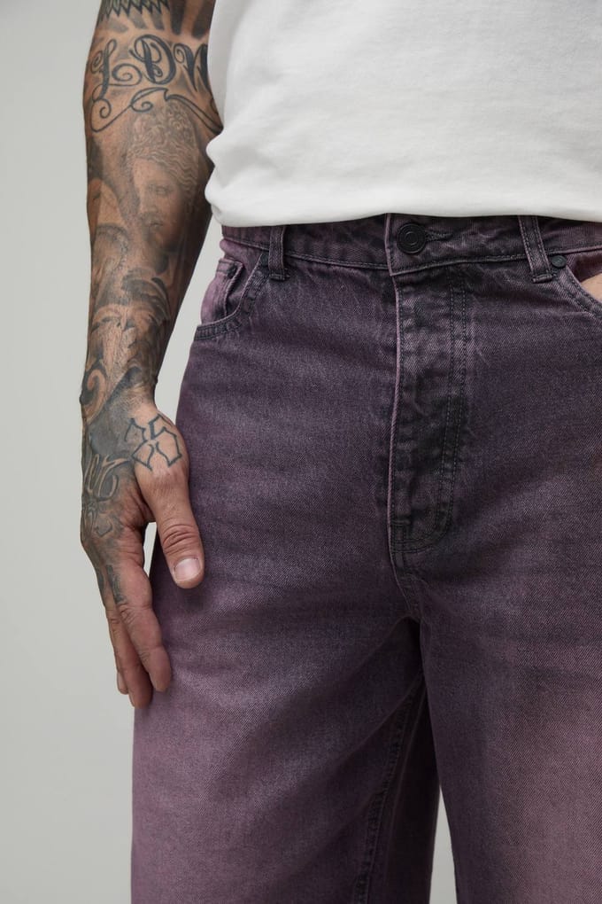 Lange Baggy Getinte Jeans | Pink | Size 32