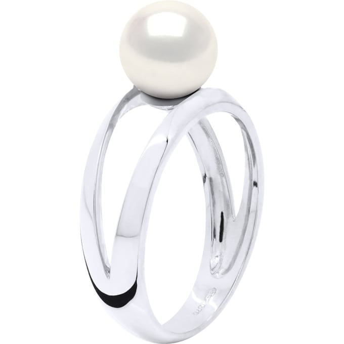 Ring - Wit Goud 375 - Echte Cultiveerde Zoetwaterparel Rond 8-9 mm
