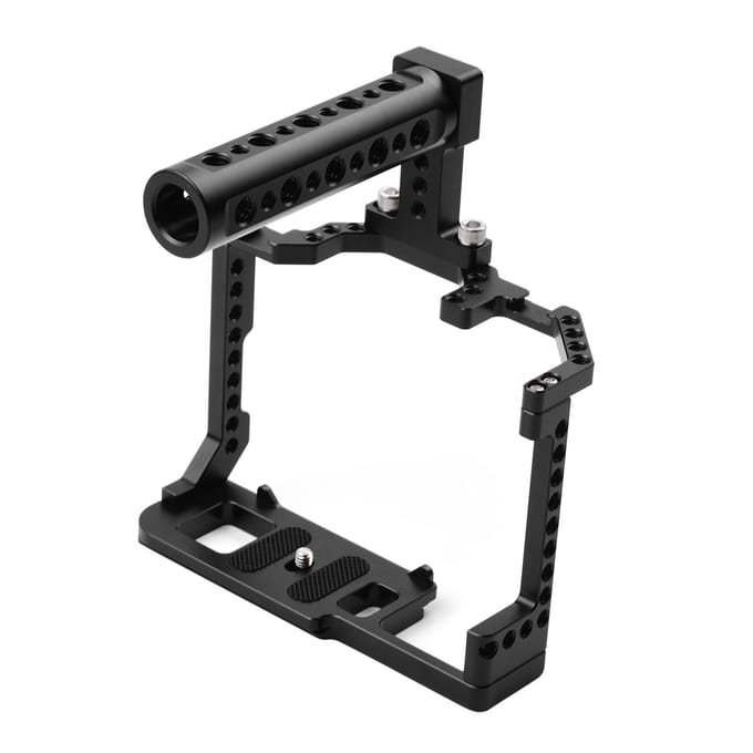 Camera Kooi + Top Handvat Kit Aluminium Legering met Dubbele Koude Schoen Mount 1/4 Inch Schroef zwart