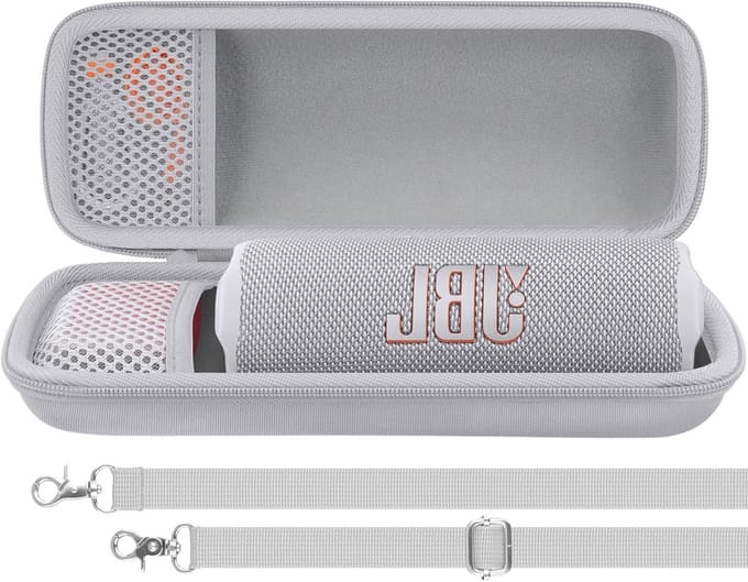 Draagbare harde beschermcase voor JBL Flip 7/Flip 6/Flip 5 Bluetooth speaker, ideaal voor reizen en bescherming (Wit)