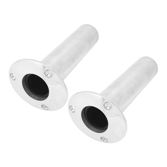 2 stuks Hengelsteunen Ondersteuning Roestvrij Staal Heavy Duty Hengelsteunen met Afvoerbuis Liner 90 Graden voor white