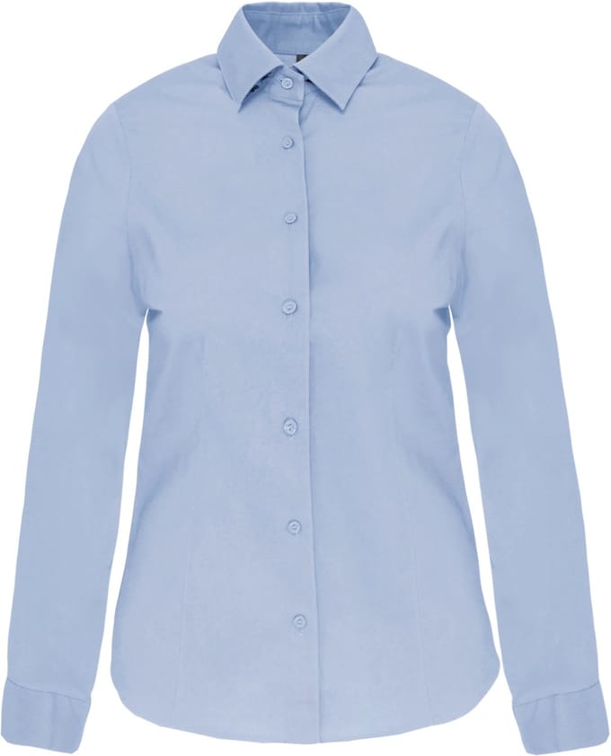 Kariban Dames stretch blouse lange mouwen K530 - light blue - S