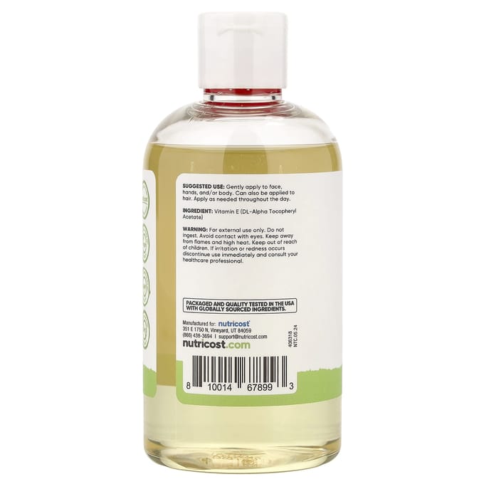 Nutricost, huile essentielle de vitamine E, 237 ml (240ml) white
