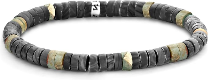 Frank 1967 7FB-0431 natuurstenen armband - stretch - grijs / licht groen