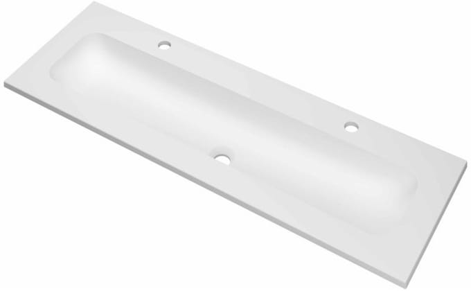INK Reflekt Wastafel Polystone Centraal met 2 Kraangaten - 1200x400x15 mm - Mat Wit