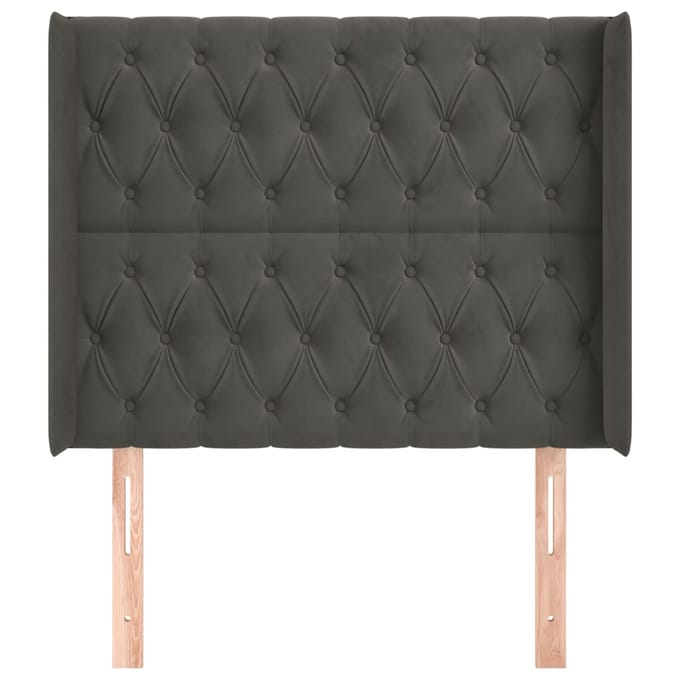 vidaXL - Hoofdbord - met - randen - 103x16x118/128 - cm - fluweel - donkergrijs