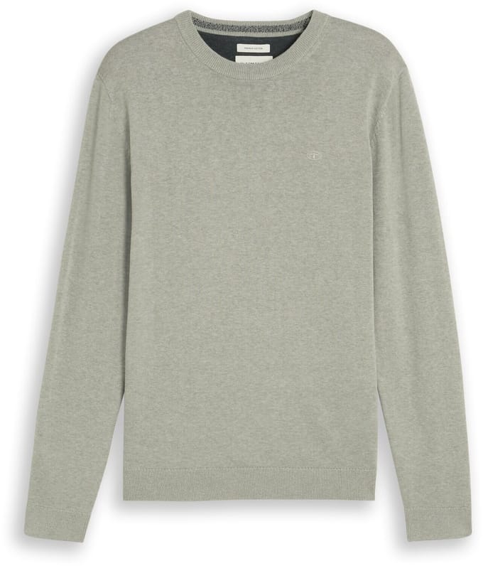Tom Tailor - Basic gebreide trui van katoen - Maat L - iron mint melange