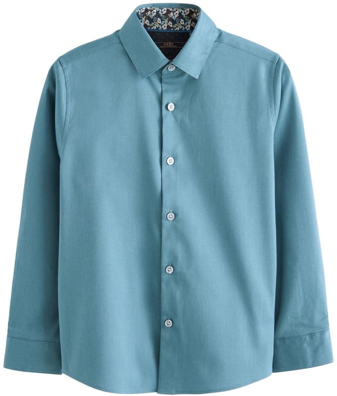 Next - Jongens - Overhemd met contrasterende afwerking en lange mouwen - Blauw