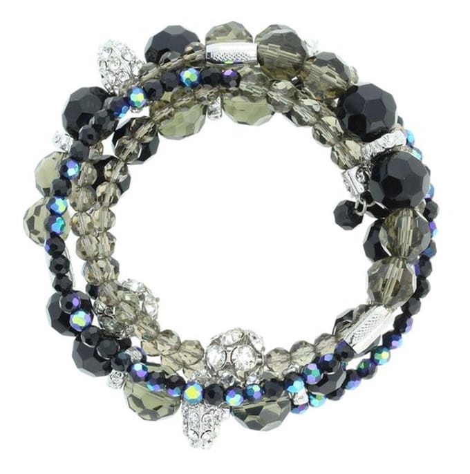Behave - armband glaskralen zwartgrijs - feestelijk en chic - dames
