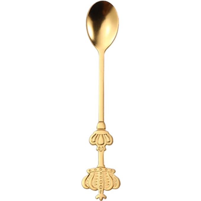 Kroonlepel Creatieve Gouden Roestvrijstalen Dubbele Kroon Koffielepel voor Cake Thee IJs beige