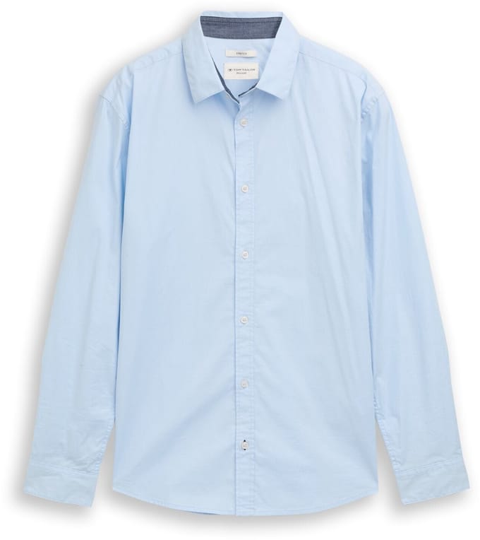 Tom Tailor - Regular fit overhemd met stretch - Maat S - Light Metal Blue