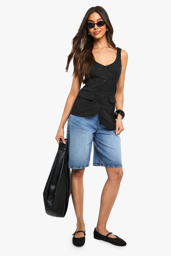 boohoo Dames Tailored Asymmetric Woven Waistcoat | Zwart | Maat: 40