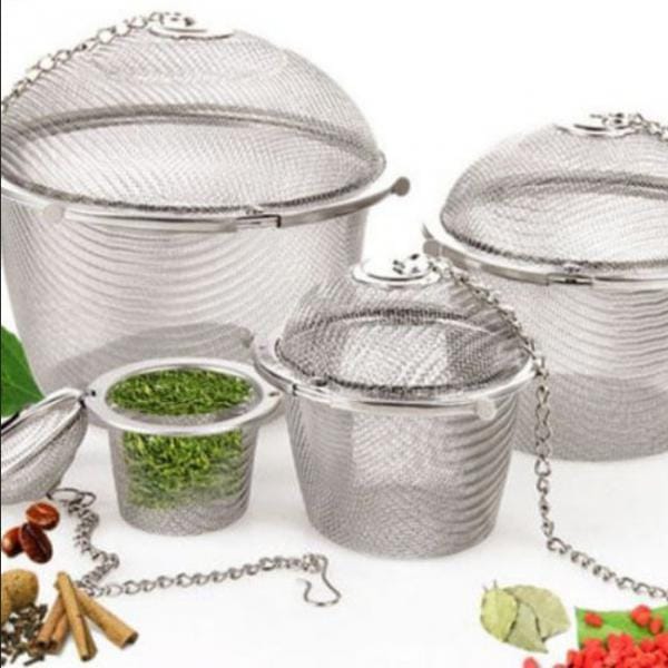 Roestvrijstalen kogelthee kruidenzeef infuser gaasfilter losse bladeren 4 maten 11cm white