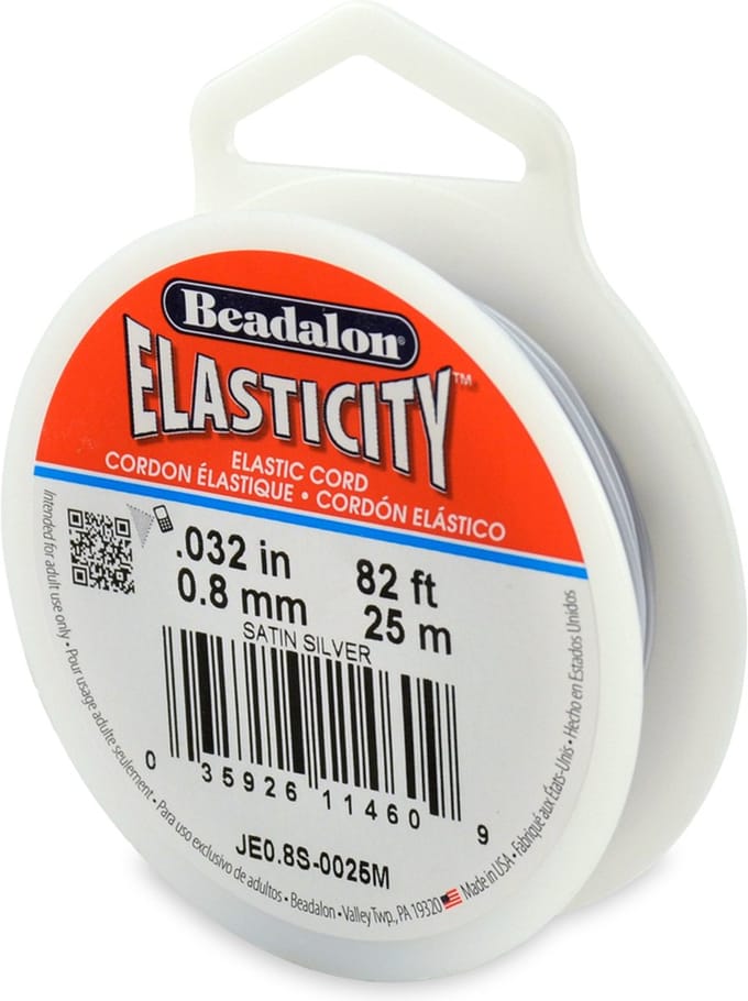 Beadalon elastiek rijgdraad 0.5mm - 25 meter - Satin silver
