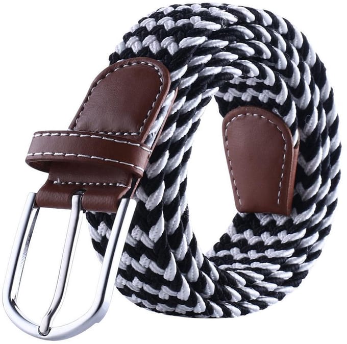 Finnacle - Elastische Geweven Riem: Gevlochten, Rekbaar en Zebra Zwart/Wit