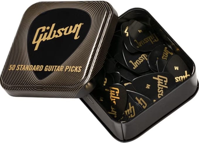 Gibson APRGG50-74M - Plectrums, Standard Medium Pick Tin, 50-Pack