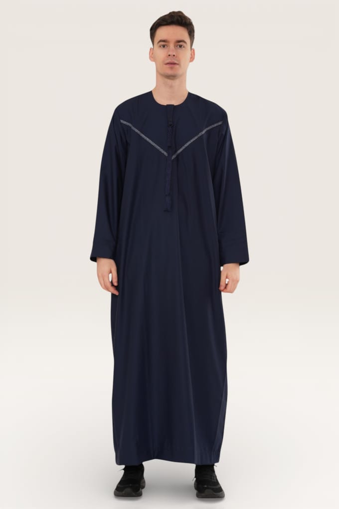Heren Marine Eid Marokkaanse Thobe Robe Djellaba Ramadan Eid Jubba LFS-HM10