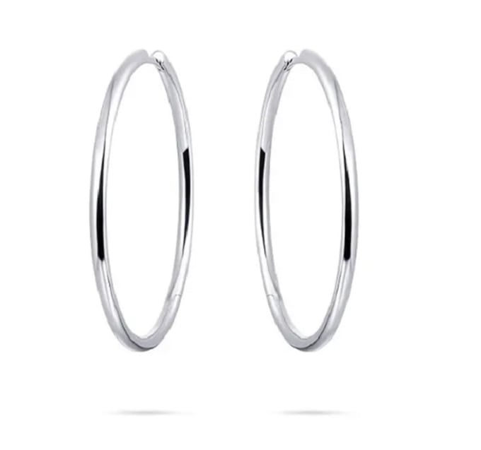 Schitterende Zilveren Oorringen 40 mm. Klap Sluiting