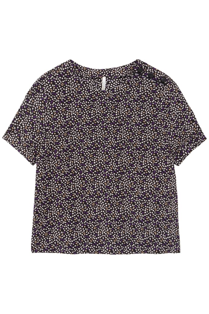 ICode Black Top With Micro Floral-leopard Print Maat: S | Blouses Outlet | Dames | Zwart