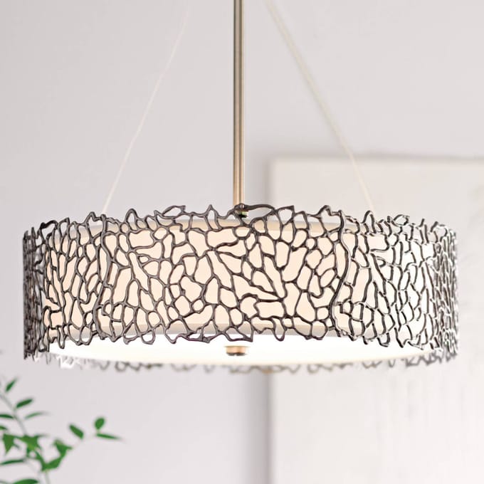 Kichler LED Hanglamp Silver Coral | 4X E27 Max 60W | Dimbaar | Classic Pewter