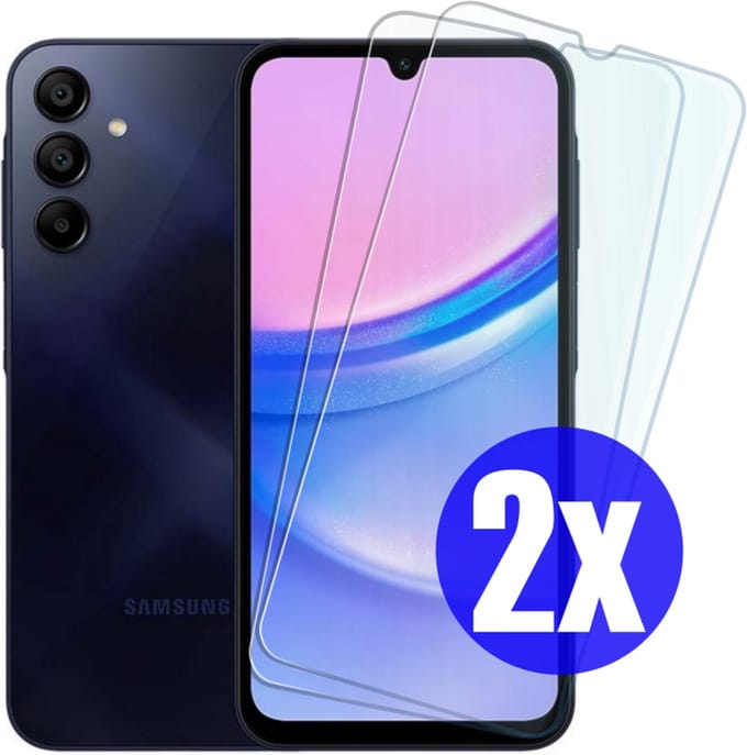 Screenprotector geschikt voor Samsung A15 - Gehard Glas - Tempered Glass Armor Screen Cover - 2 Stuks