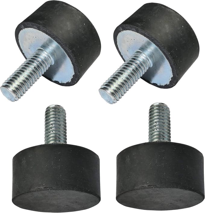 Set van 4 rubberen trillingsdempers met schroefdraad M8 - Ø30 mm H: 15 mm