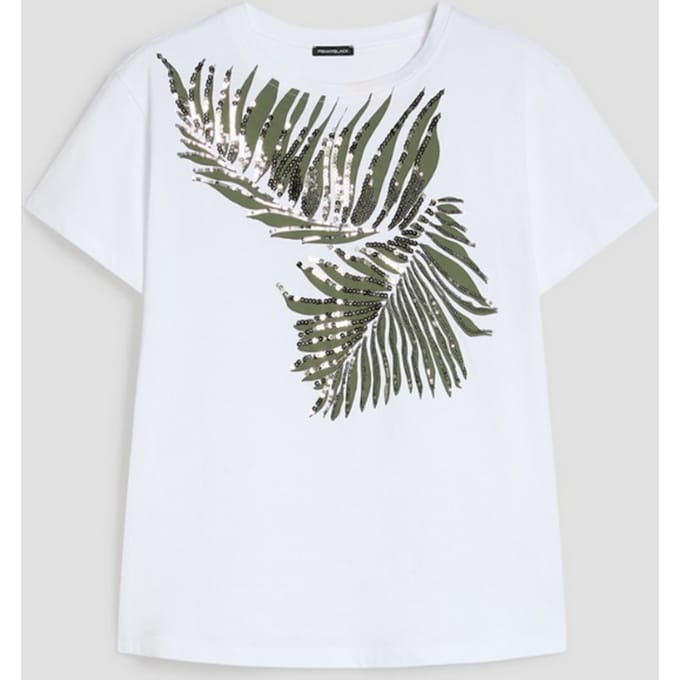 T-shirt in witte katoenen trui