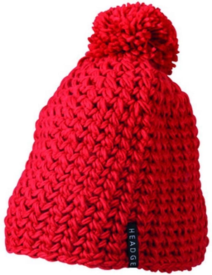 Myrtle Beach - Unisex Eenkleurige Gehaakte Muts met Pompom (Rood)