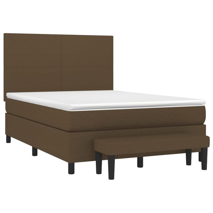 vidaXL - Boxspring - met - matras - stof - donkerbruin - 140x190 - cm