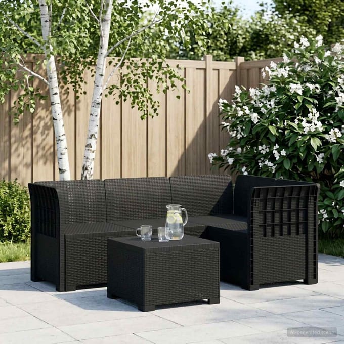 vidaXL - 4-Zitter - Tuin - Sofa - Rattan - Look - PP - Antraciet