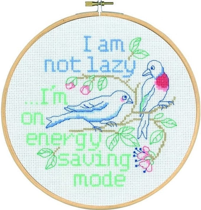 Borduurpakket I am not lazy - niet lui van Permin 92-9717 incl borduurring