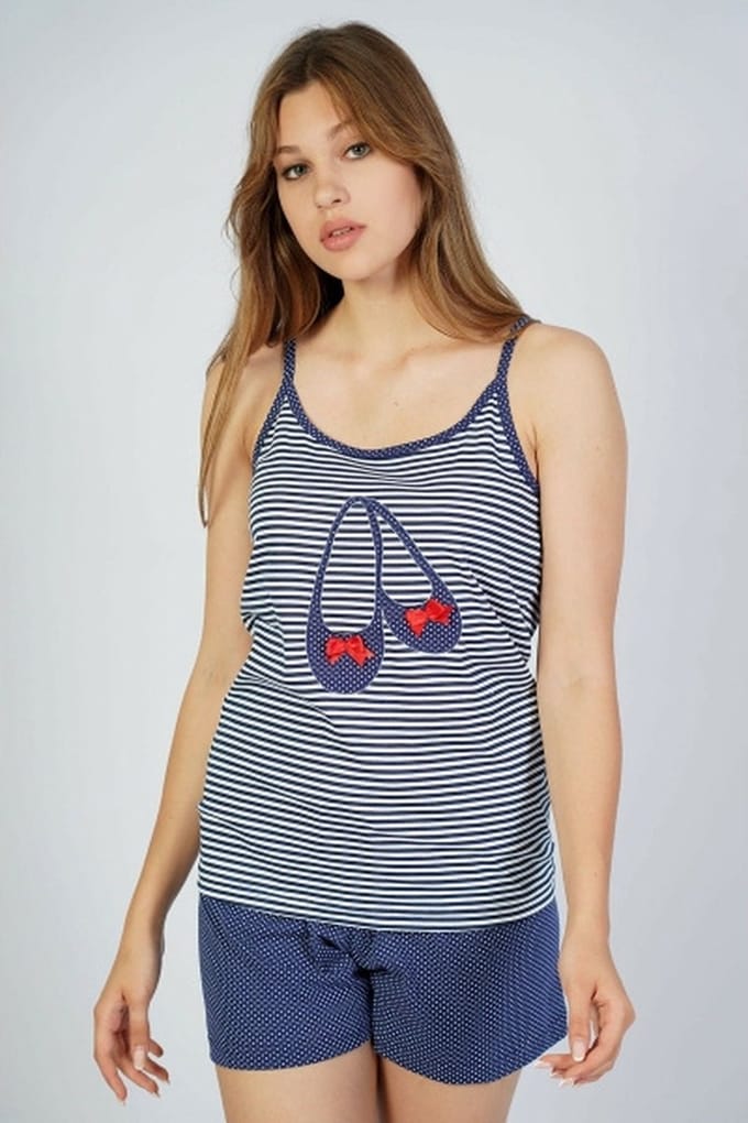 Vienetta shortama - marineblauw XL- 100% katoen