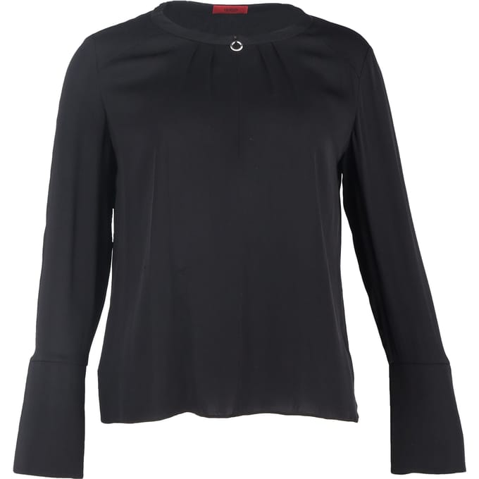 Hugo Boss top met lange mouwen en ringversiering in zwart polyester